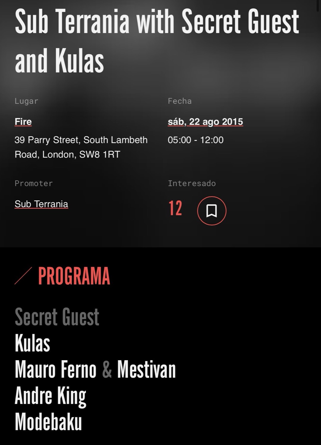 Fire London event artwork featuring KULAS.