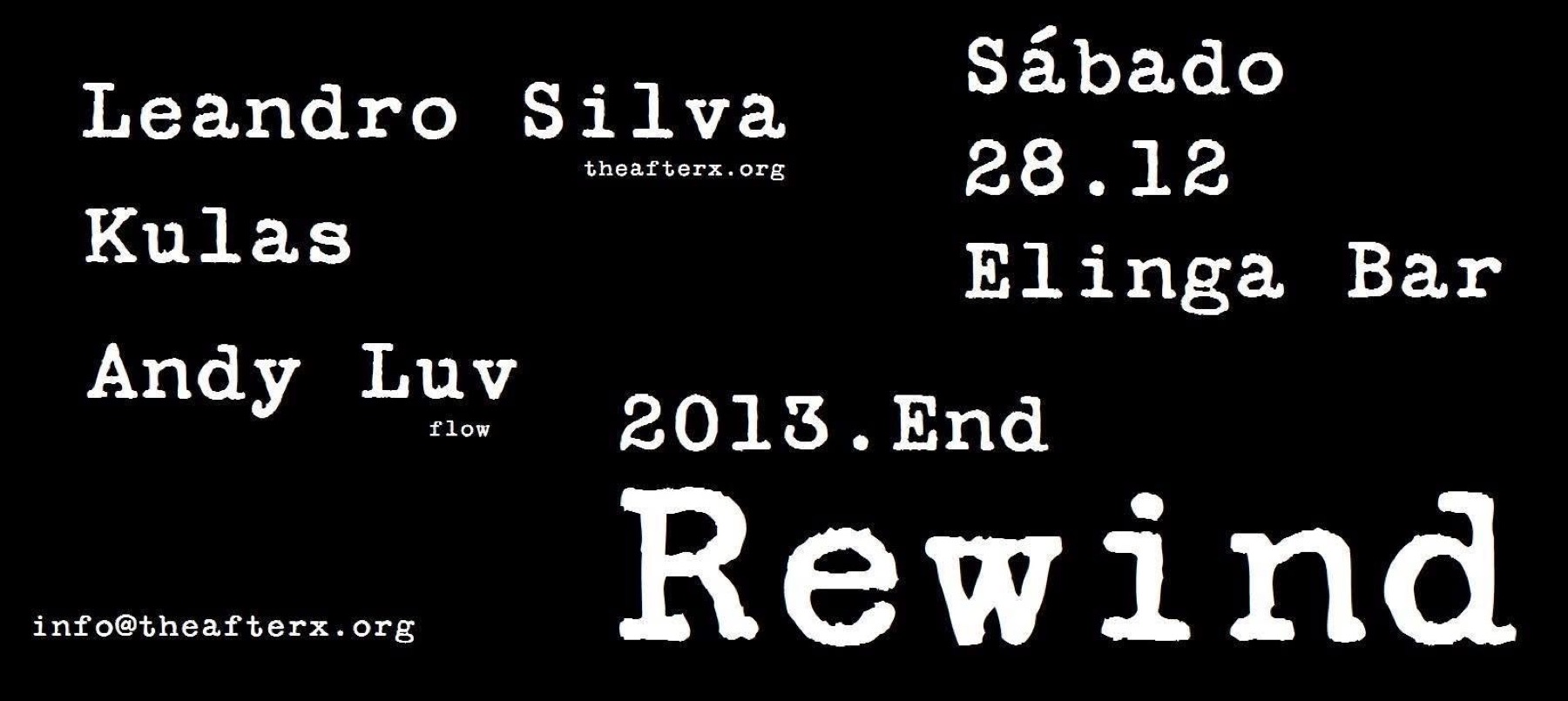 Rewind flyer featuring KULAS and Leandro Silva.